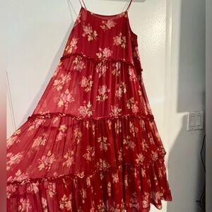 Ralph Lauren Red Floral Maxi Dress